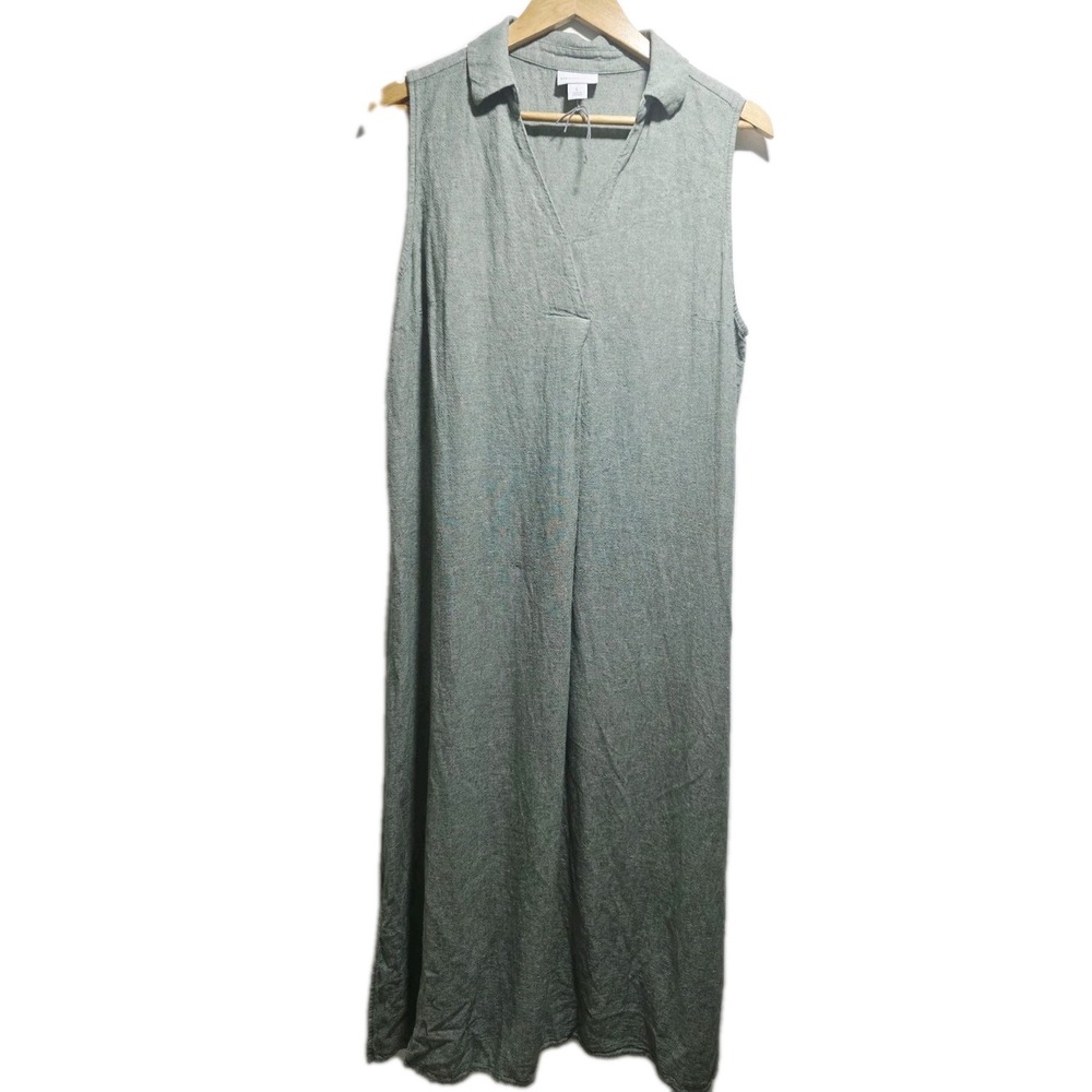 Liz Claiborne Womens Maxi Dress V-Neck Sleeveless Linen-Blend Size L